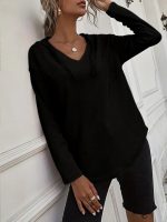 Kadın Uzun Kollu V Yakalı Kapşonlu Waffle Bluz - Görsel 2