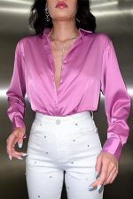 Pembe Saten Gömlek - Görsel 2