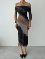 Sevilla Madonna Yaka Tül Elbise - Görsel 2