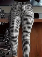 Kadın Yüksek Bel Desenli Dalgıç Pantolon - Görsel 2