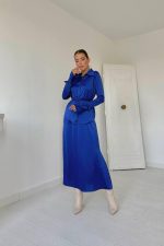 Saks Biyeli Gömlek Ve Etek Takım - Görsel 2