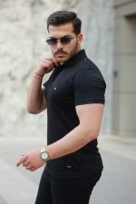 Erkek Yakalı Arma Detaylı Kısa Kollu Tişört - Görsel 2