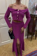 Madonna Yaka Derin Yırtmaç Etekli Şık Triko Takım 10099 - Görsel 3