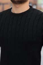 Erkek örgü Desen Bisiklet Yaka Kazak - Görsel 3