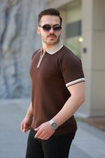 Erkek Renkli Yaka Kısa Kollu Tişört - Görsel 2