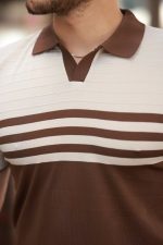 Erkek çizgi Desenli Yakalı Kısa Kollu T-shirt - Görsel 3