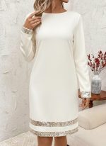 Kadın Uzun Kollu Bisiklet Yaka Mini Ithal Krep Elbise - Görsel 2