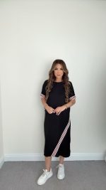 Kadın Kol Ve Etek şerit Detaylı Midi Boy Elbise