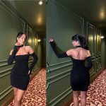 Kadın Madonna Yaka Simli Flower Kumaş Mini Elbise