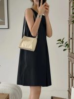 Kadın Askılı Sıfır Kol A Kesim Detaylı Ithal Krep Elbise - Görsel 2