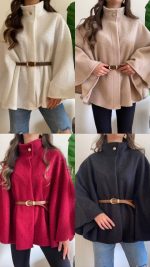 Kadın Hakim Yaka Ispanyol Kol Detay Kemer Dahil Kaban - Görsel 2