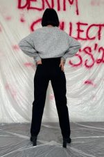 Siyah Boru Paça Jeans Pantolon - Görsel 3