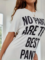 Kadın Kısa Kollu Yazı Baskılı Basic Mini Elbise - Görsel 3