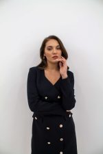 Siyah Gold Düğmeli Ceket Elbise - Görsel 3