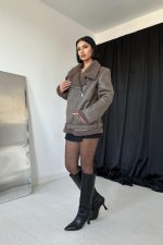 Haki Apoletli Kürklü Ceket - Görsel 2