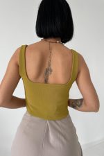 Yağ Yeşili Askılı Bluz - Görsel 3