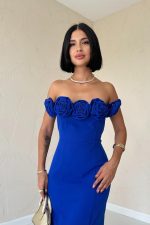 Saks Madonna Yaka Güllü Elbise - Görsel 2