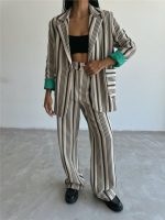 OTTOMAN ÇİZGİLİ CEKET-PANTOLON TK - Bej - Görsel 2