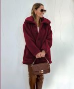 Kadın Uzun Kollu Yakalı önden Düğmeli Welsoft Kaban - Görsel 3