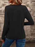 Kadın Uzun Kollu Cepli V Yakalı Viskon Iki Iplik Bluz - Görsel 2