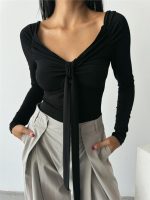 SANDY BODYSUİT ÖNDEN BAĞLAMA DETAYLI - Siyah - Görsel 3