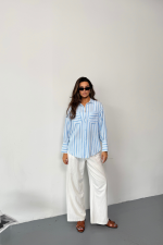 ÇİZGİLİ GÖMLEK - Mavi - Görsel 2