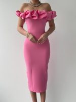 Popi Madonna Yaka Kalem Elbise - Görsel 2