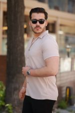 Erkek Ottoman Kumaş Apaj Yaka Kısa Kollu Gömlek - Görsel 2