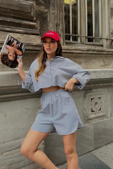 e216d1189b1b1f15c602 Volerie Çizgili Şortlu Takım 9342-17 - Görsel 1