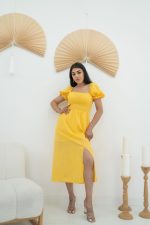 Sarı Tokalı Fisto Elbise