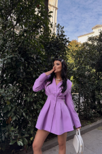 CEKET ELBİSE PENS DETAYLI - Lila - Görsel 2