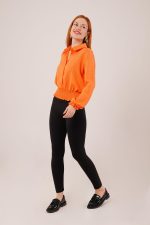 Bel Ve Bilek Lastikli Turuncu Bluz - Görsel 2