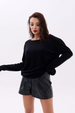 4216 TRİKO DÜZ SALAŞ KAZAK-SİYAH - Görsel 3