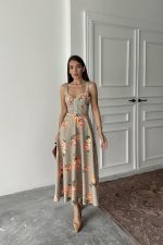 Haki İnce Kemer Detaylı Elbise - Görsel 3