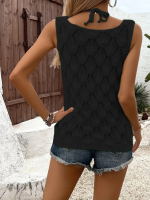 Kadın Askılı Yakalı Desenli Triko Bluz - Görsel 2