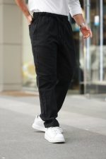 Erkek Beli Lastikli Keten Rahat Pantolon - Görsel 2