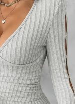 Kadın Uzun Kollu Kruvaze Yakalı Incili şardonlu Kaşkorse Bluz - Görsel 2