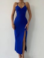 Kaitlyn Sırt Dekolteli V Yaka Yırtmaçlı Elbise - Görsel 2