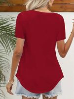 Kadın Kısa Kollu Kare Lazer Yakalı Janjan Krep Bluz - Görsel 3