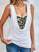 Kadın Kolsuz Degaje Leopar Detay Bluz - Görsel 2