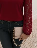 Kadın Uzun Kollu Asimetrik Yakalı Dantelli Ithal Krep Bluz - Görsel 3