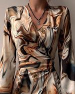 Kadın Uzun Kollu Kruvaze Yakalı Asimetrik Detaylı Mini Modal Elbise - Görsel 2