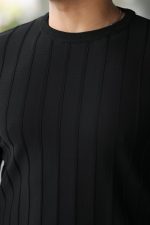 Erkek Bisiklet Yaka çizgi Kabartmalı Uzun Kollu Triko - Görsel 3