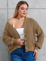 Kadın Beş Düğme Büyük Beden Triko Hırka - Görsel 3