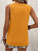 Kadın Kolsuz Bisiklet Yaka önden şerit Detaylı Viskon Bluz - Görsel 2