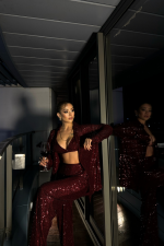 PUL PAYET 3 LÜ TAKIM - CEKET-BÜSTİYER-PANTOLON - Bordo - Görsel 3