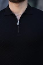 Erkek Viskon Kumaş Polo Yaka Desenli Tişört - Görsel 3