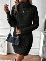 Kadın Balıkçı Yaka Mini Triko Elbise - Görsel 2