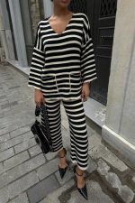 Candy Çizgili Straight Fit Pantolon Takım 9705-015 - Görsel 3