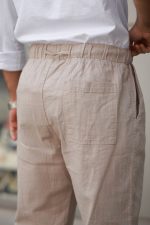 Erkek Beli Lastikli Keten Rahat Pantolon - Görsel 3